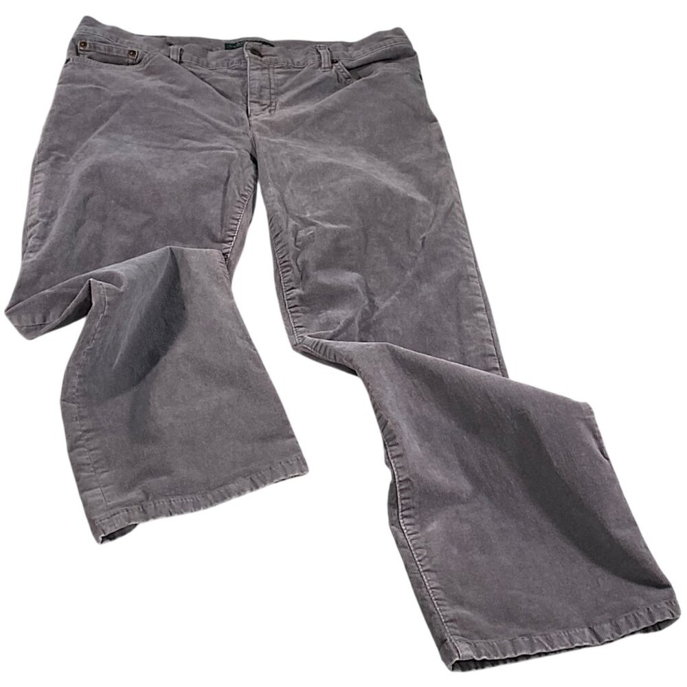 Ralph Lauren LRL Jeans Womens 14 Gray Corduroy Classic Straight Ankle Academia